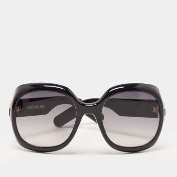 Pre Owned Dior Black/Grey Gradient Cannage Lady 95.22 R2I Round Sunglasses