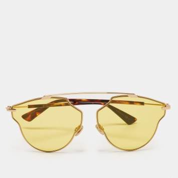 Pre Owned Dior Gold Tone/Yellow 000HO Dior So Real Pop Sunglasses