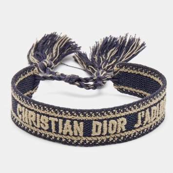 Pre Owned Dior J'adior Navy Blue Woven Fabric Bracelet