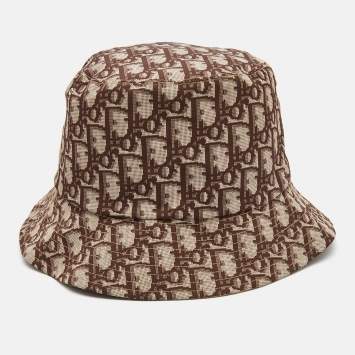 Pre Owned Dior Beige/Brown Oblique Teddy-D Brim Reversible Bucket Hat 58