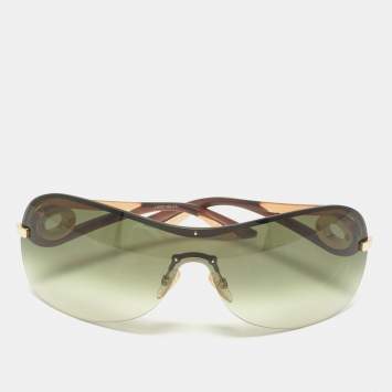 Pre Owned Dior DiorVolute 3 Brown /Green Gradient 61DSJ Shield Sunglasses