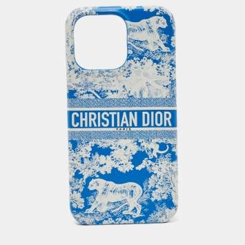 Pre Owned Dior Blue/White Leather Dior Travel iPhone 13 Pro Case