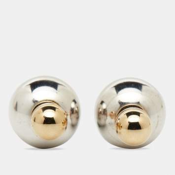 Pre Owned Dior Tribales Two Tone Metallic Stud Earrings