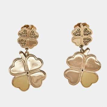 Pre Owned Dior Enamel Gold Tone Dangle Earrings