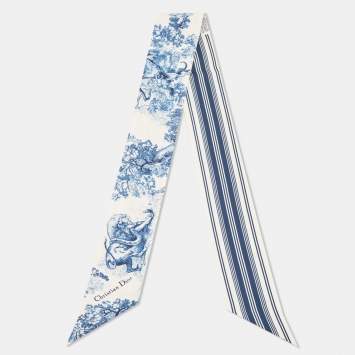 Pre Owned Dior Navy Blue Toile de Jouy Sauvage Silk Mitzah Scarf
