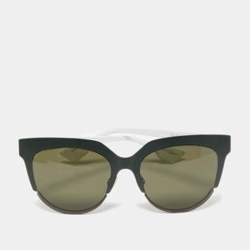 Pre Owned Dior Black Tone/Dark Green DiorSight2 RFA1E Cat-Eye Sunglasses