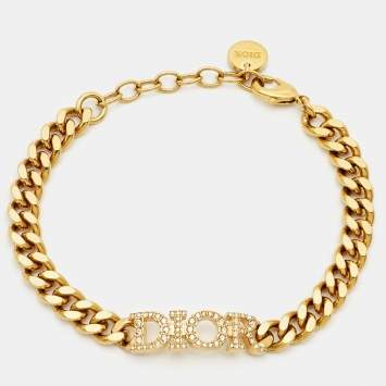 Pre Owned Dior Dio(r)evolution Crystals Gold Tone Bracelet 