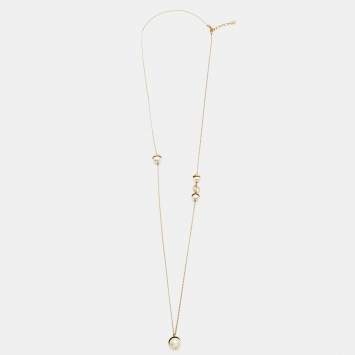 Pre Owned Dior Mise En Dior Faux Pearl Gold Tone Necklace