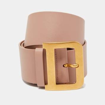 Pre Owned Dior Dusty Pink Leather D Buckle Waist Belt 85CM