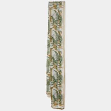 Pre Owned Christian Dior Off-White Jewel Printed Silk  Scarf