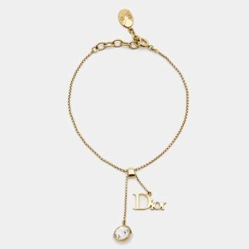 Pre Owned Dior Crystals Gold Tone Bracelet
