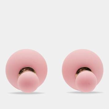 Pre Owned Dior Tribale Matte Pink Gold Tone Stud Earrings