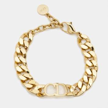 Pre Owned Dior CD Logo Danseuse Étoile Gold Tone Bracelet