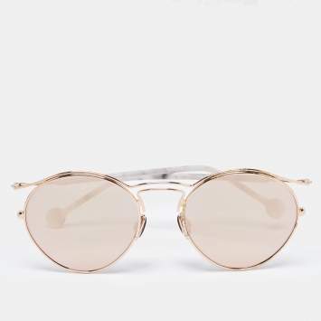 Pre Owned Dior White/Rose Gold Mirrored DDBOJ Frame Round Sunglasses