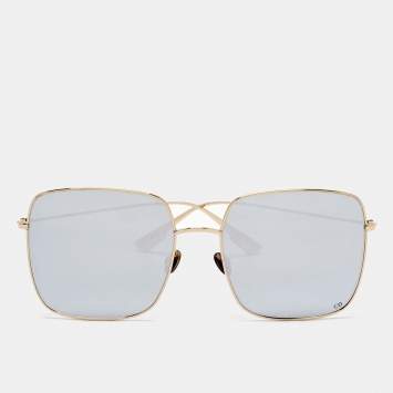 Pre Owned Dior Black/Gold Black Mirrored Stellaire Square Sunglasses