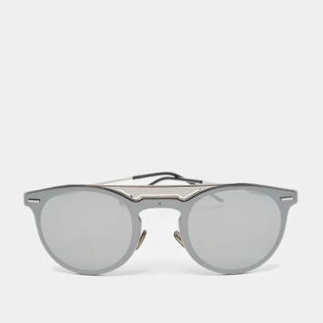 Pre Owned Dior Homme Grey Mirrored 0211S Round Sunglasses 