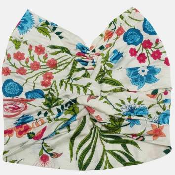 Pre Owned Dior Vintage Floral Print Silk Blend Head Band One Size