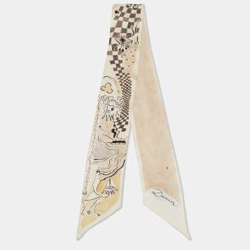 Pre Owned Dior White/Pink Print Silk Mitzah Scarf