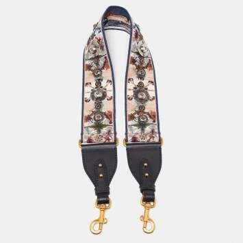 Pre Owned Dior Multicolor Canvas and Leather Studded Shoulder Bag Strap
