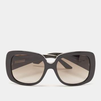 Pre Owned Dior Black/Ivory G4FHA Dior Lady Lady 1 Square Sunglasses