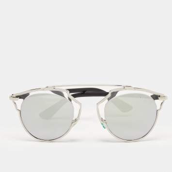 Pre Owned Dior Silver Mirrored APPDC So Real Round Sunglasses