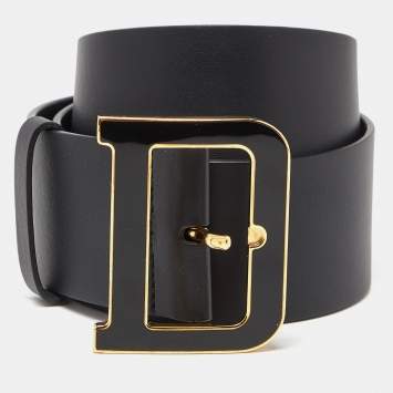 Pre Owned Dior Black Leather Wide Waist Belt 85CM