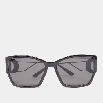 Pre Owned Christian Dior Black Acetate PVD Coated Metal 30 Montaigne S2U Geometric sunglasses