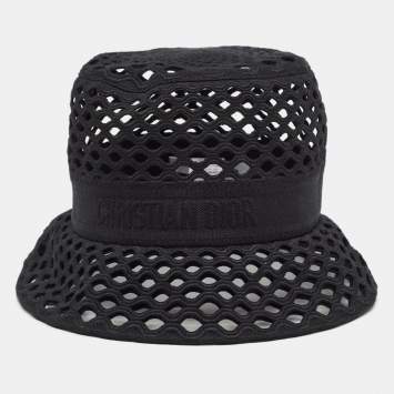 Pre Owned Dior Black Mesh Bucket Hat Size 58