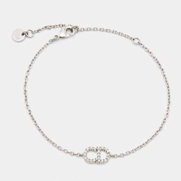 Pre Owned Dior CD Crystal Silver Tone Bracelet