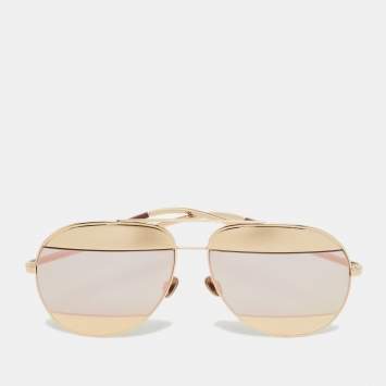 Pre Owned Dior Gold Mirrored Split 1 Aviator Sunglasses