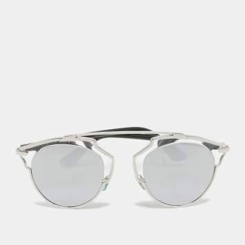 Pre Owned Dior Silver/Black Mirrored SoReal Aviator Sunglasses