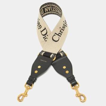 Pre Owned Dior Black Logo Embroidered Canvas Book Shoulder Strap