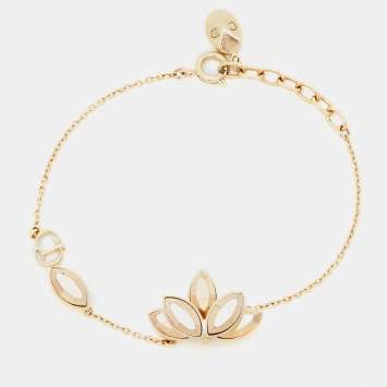 Pre Owned Dior Floral Crystals Gold Tone Bracelet