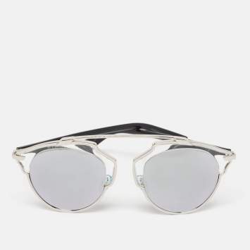 Pre Owned Dior Silver/Black DiorSoReal Mirrored Round Sunglasses
