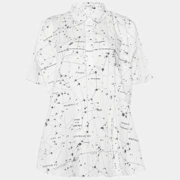 Dior White Constellation Print Cotton Tunic Top M