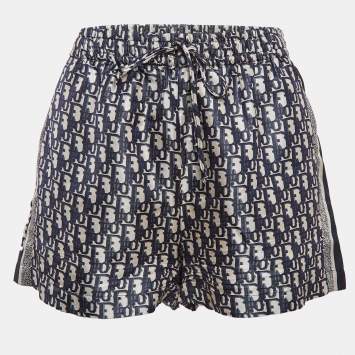 Pre Owned Christian Dior Blue Oblique Silk Chez Moi Shorts S