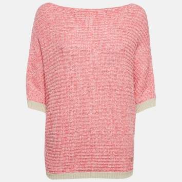Pre Owned Christian Dior Pink Cashmere Oversized Sweater L