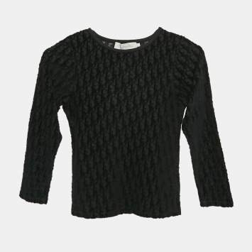 Christian Dior Black Oblique Embossed Cotton Jumper S