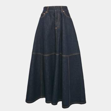 Dior Blue Denim Mid-Length Skirt L