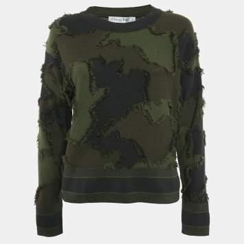 Christian Dior Green Camouflage Fil-Coupe Cashmere Sweatshirt S