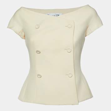 Pre Owned Dior Cream Wool and Silk Off-Shoulder Top S