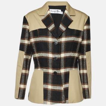 Pre Owned Dior Multicolor Wool and Silk Plaid Single Breasted Jacket XL
