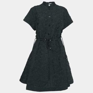 Pre Owned Dior Black Textured Crepe A-Line Knee-Length Dress XL