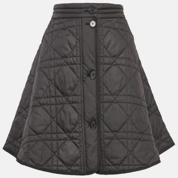 Pre Owned Christian Dior Black Synthetic Quilted A-Line Mini Skirt M