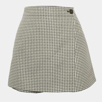 Christian Dior Blue/White Cotton Blend Micro-Houndstooth skort M