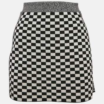 Christian Dior Checkboard Stretch Knit Mini Skirt S
