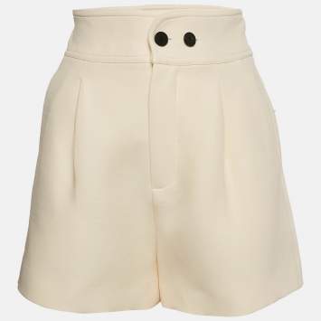 Pre Owned Christian Dior Cream Wool Blend Pleated Shorts S