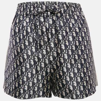 Pre Owned Christian Dior Blue Oblique Silk Shorts M