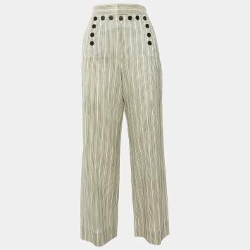 Dior Cream Striped Tasar Silk Culottes M