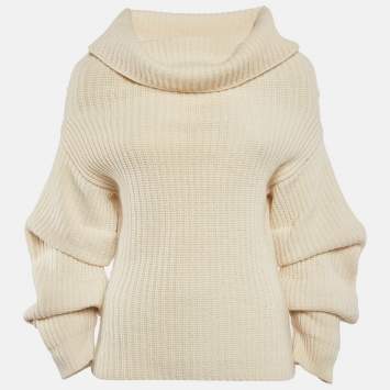Pre Owned Dior Off-White Wool Cowl Neck Sweater M